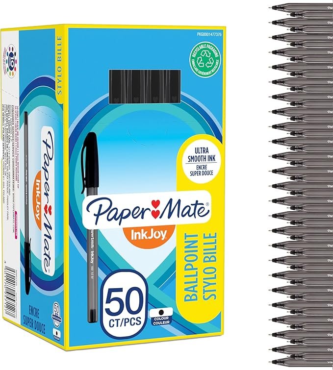 Paper Mate InkJoy 100ST Ballpoint Pens | Medium Point (1.0mm) | Black | 50 Count 1 sfd